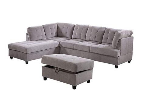 Home Garden Collections 3 Piece Corduroy Contemporary Left-Facing ... with regard to Hawthorne Collections Left Facing Sectional In Gray